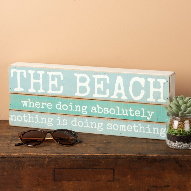 The Beach Slat Box Sign - Wood