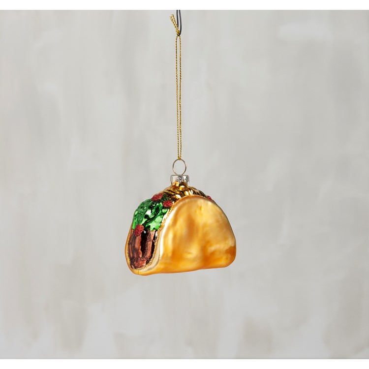 Glass Taco Ornament - Glass, Metal, Glitter