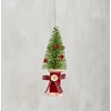 Tree On Spool Ornament - Bristle, Wood, Glass, String, Glitter