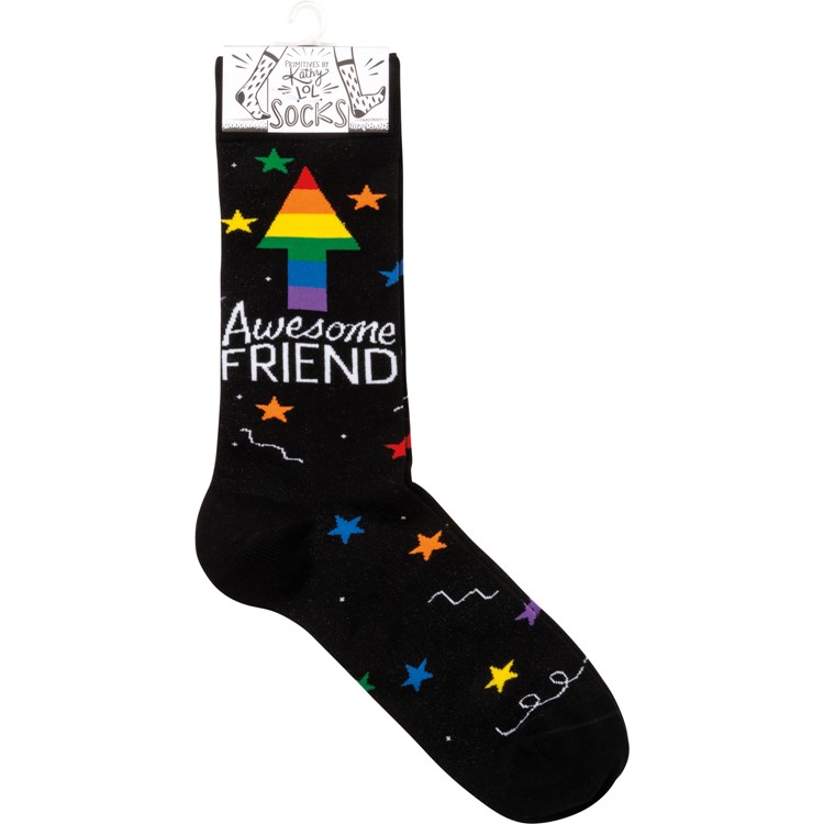 Awesome Friend Stars Socks - Cotton, Nylon, Spandex