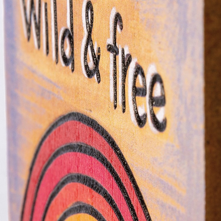 Live Wild & Free Block Sign - Wood
