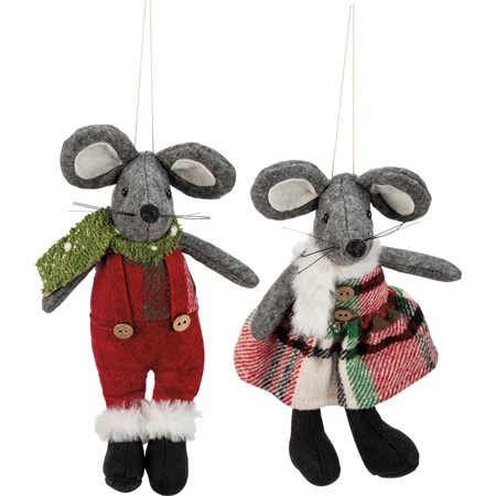 Mouse Couple Ornament Set - Polyester, Plastic