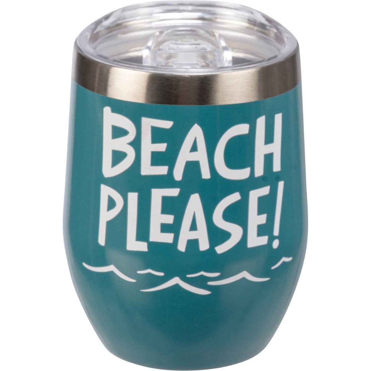 Beach Please Wine Tumbler - Stainless Steel, Plastic