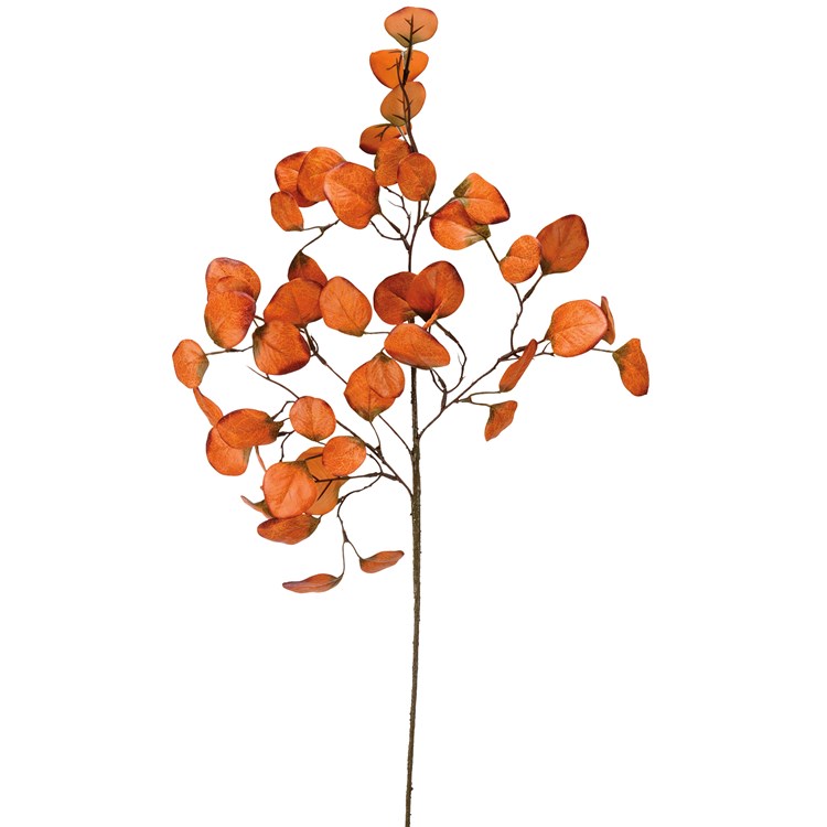 Orange Eucalyptus Pick - Plastic, Wire, Fabric