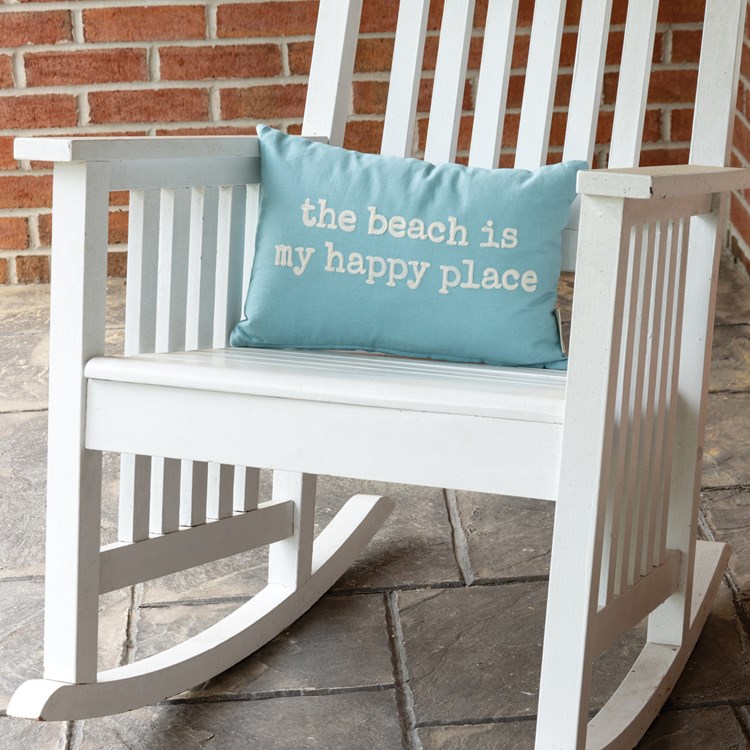 The Beach Is My Happy Place Pillow - Cotton, Zipper