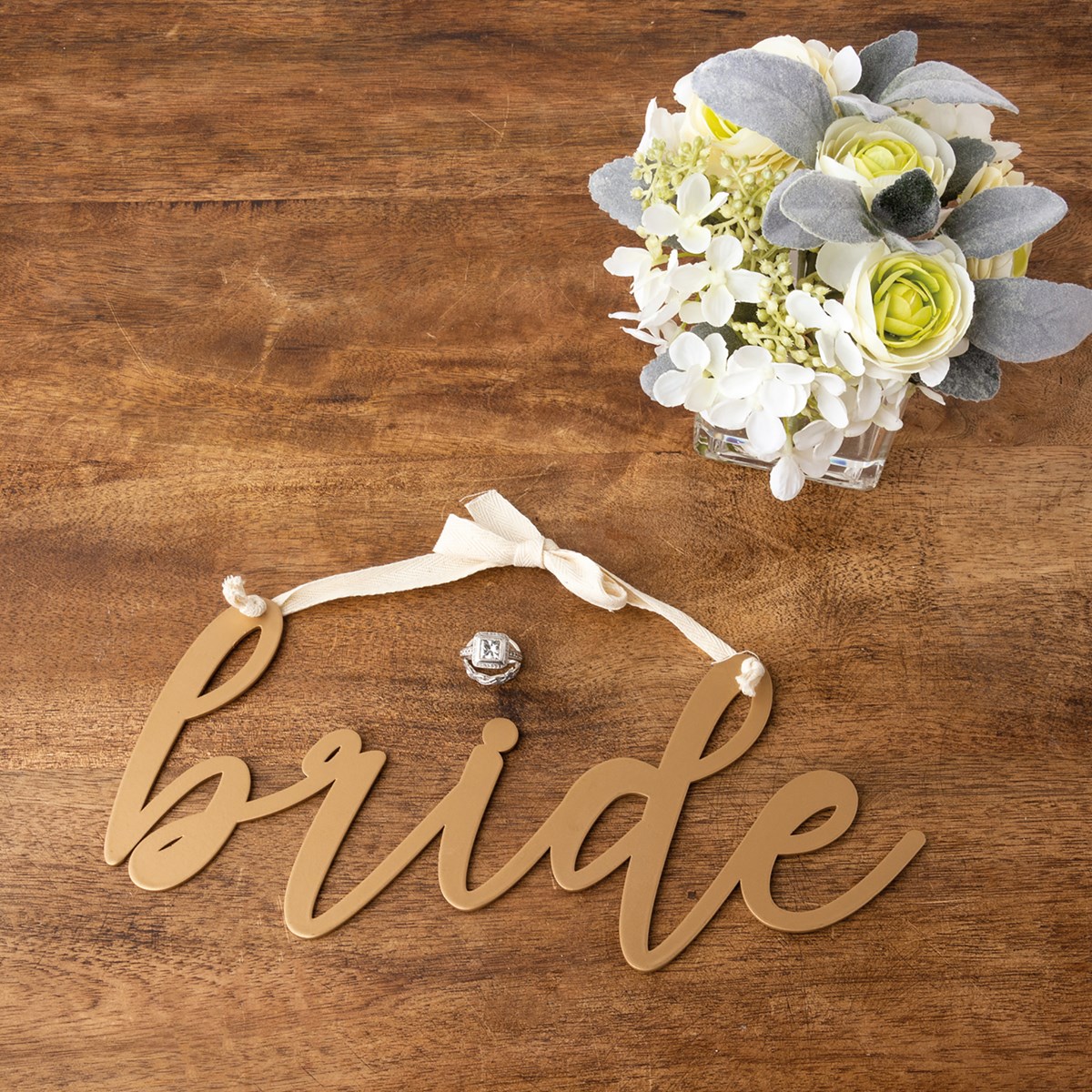 Bride Sign Hanging Decor - Metal, Cotton