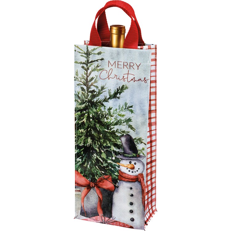 Merry Christmas Wine Tote - Post-Consumer Material, Nylon