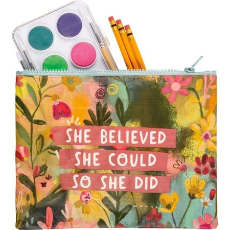 She Believed She Could So She Did Zipper Pouch - Post-Consumer Material, Plastic, Metal