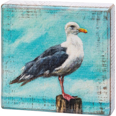Seagull Block Sign - Wood