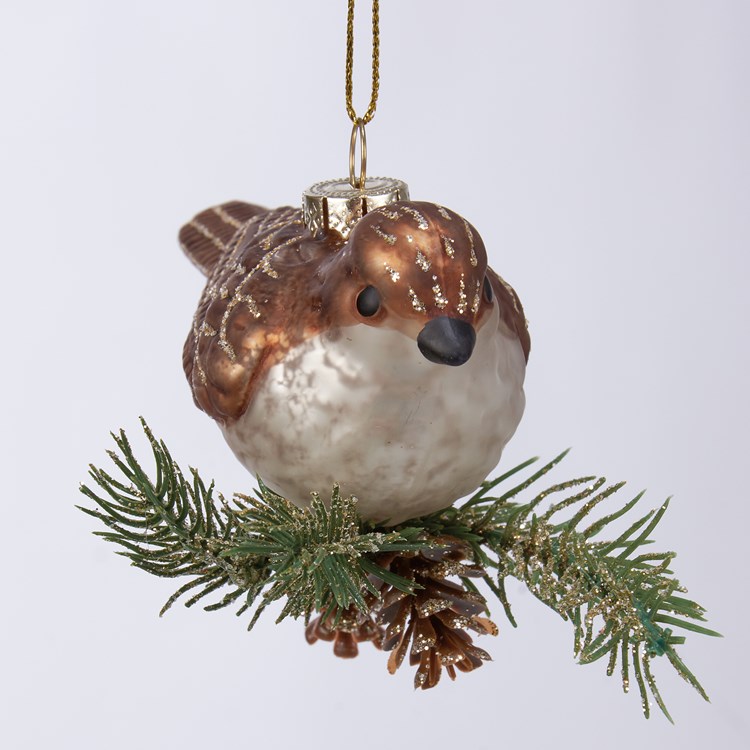 Glass Partridge Ornament - Glass, Metal, Plastic, Pinecone, Glitter