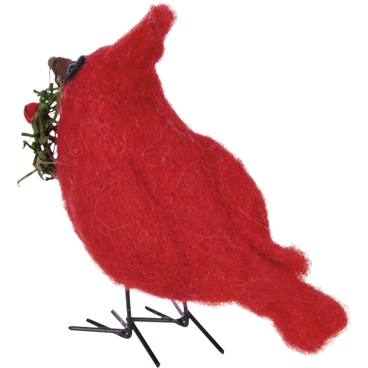 Cardinal With Wreath Critter - Felt, Polyester, Plastic, Wire