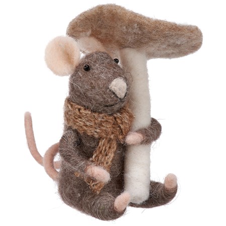 Brown Mushroom Mouse Critter - Felt, Polyester, Plastic