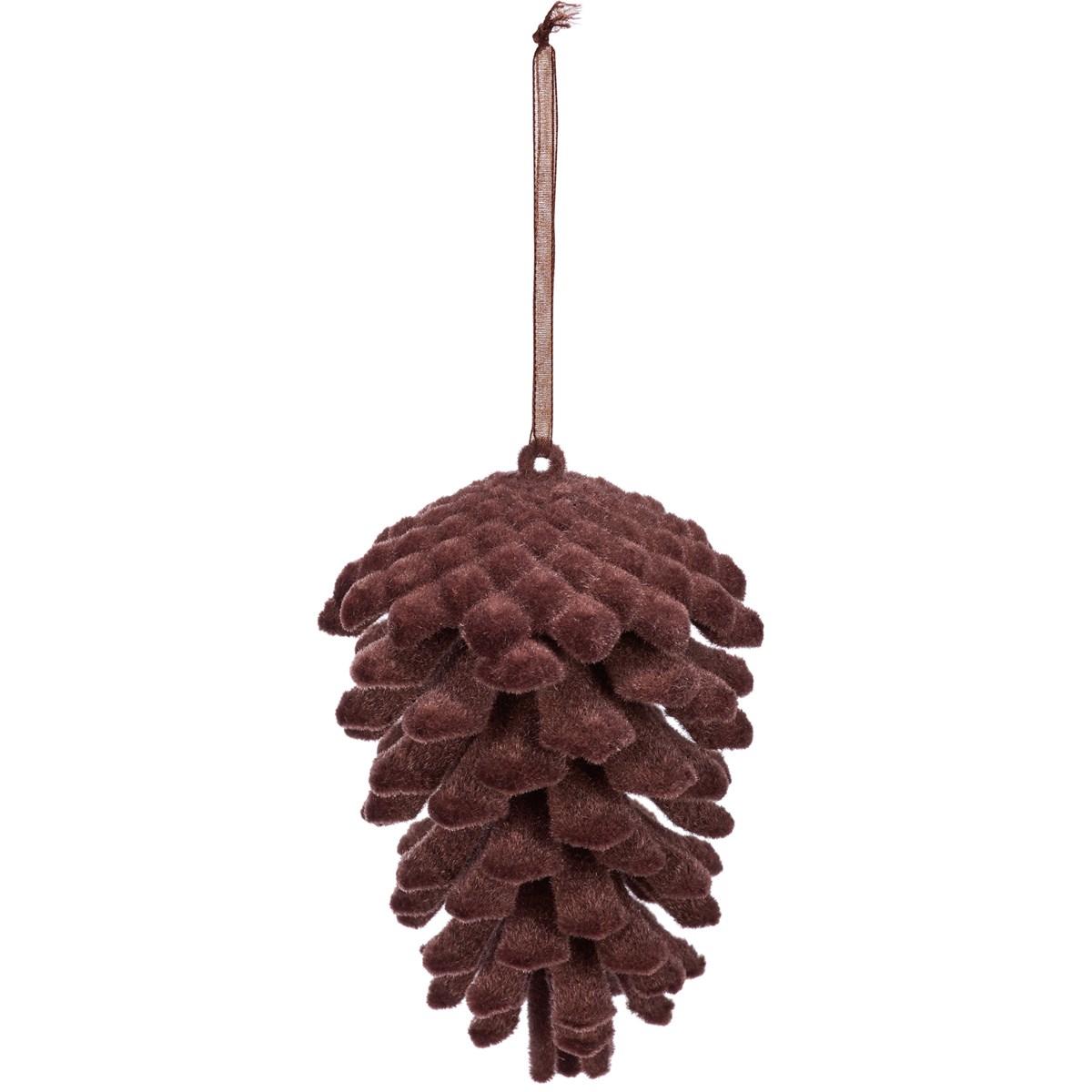 Medium Pinecone Christmas Ornament Set - Plastic, Flocking, Ribbon
