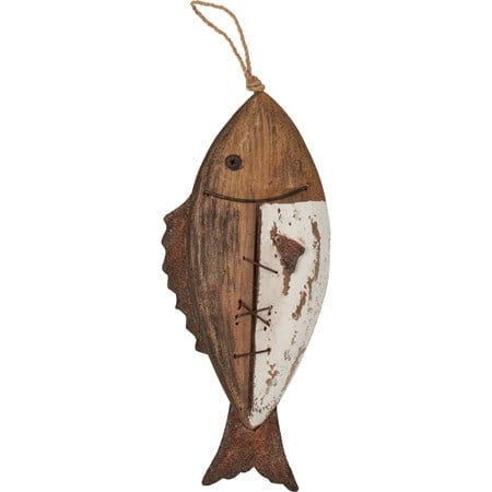 Driftwood Fish Hanging Decor - Wood, Jute