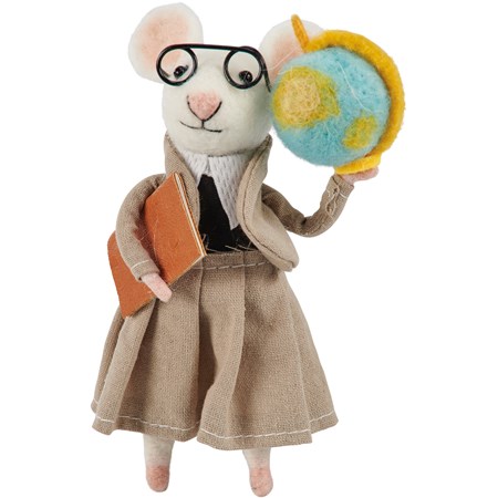 Teacher Mouse Critter - Felt, Polyester, Plastic, Wire