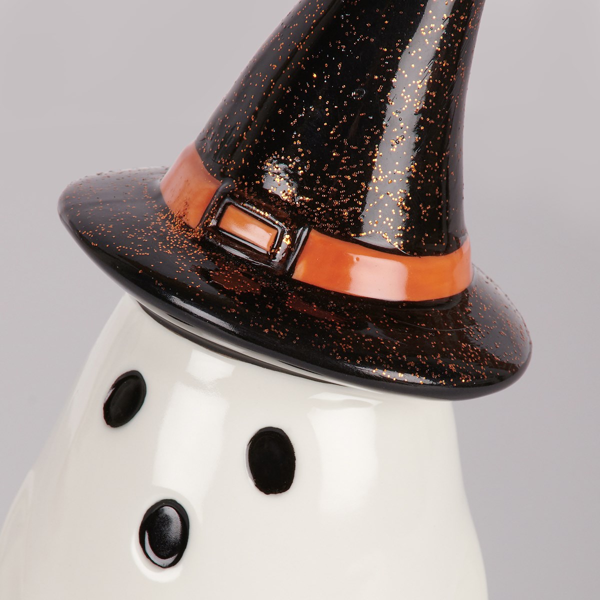 Lighted Witch Ghost Figurine - Stoneware, Glitter