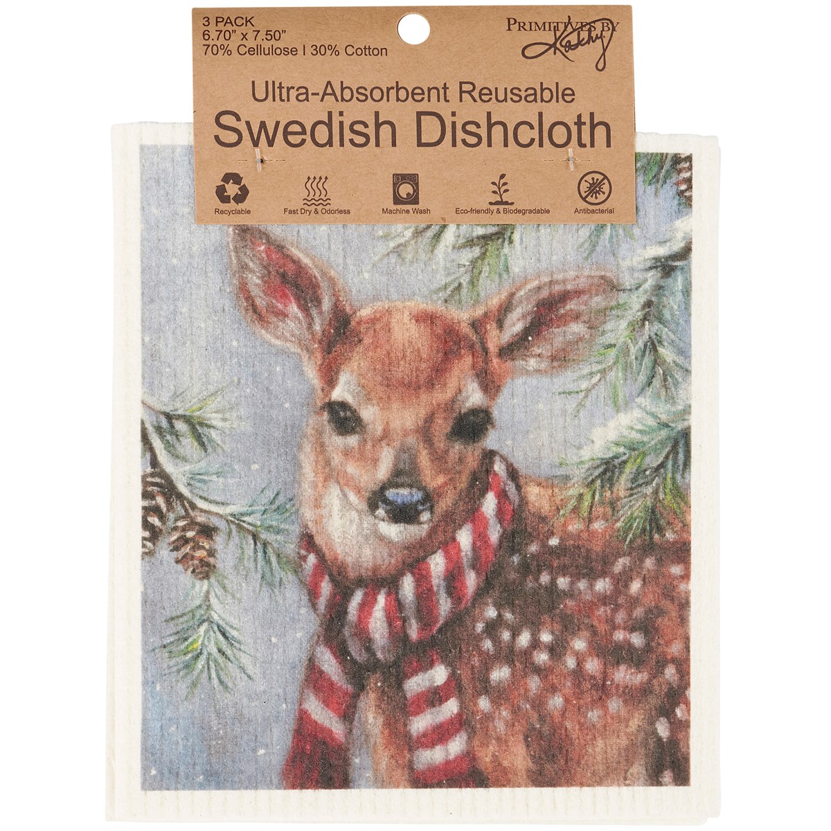 Winter Animal Swedish Dishcloth Set - Cellulose, Cotton