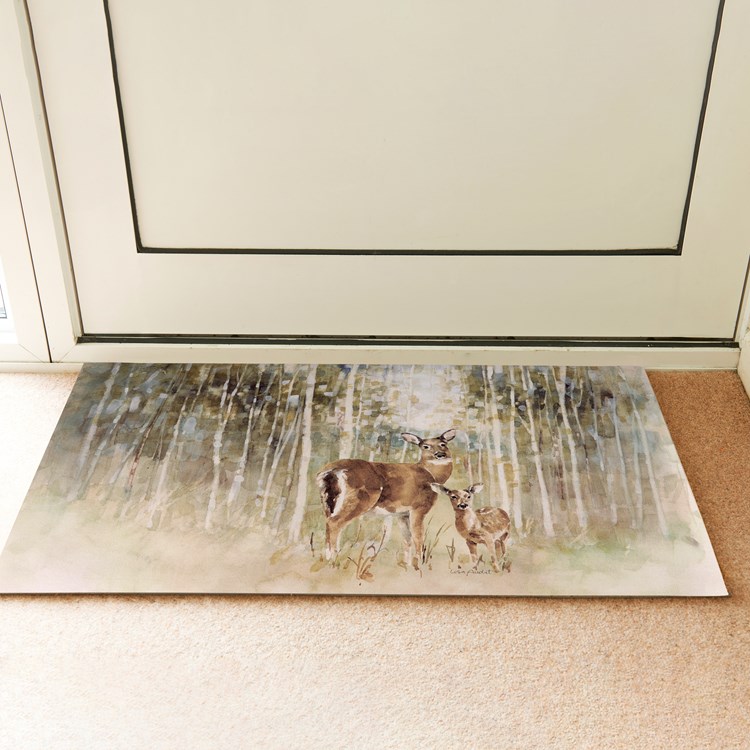 Deer And Fawn Rug - Polyester, PVC Skid-resistant backing