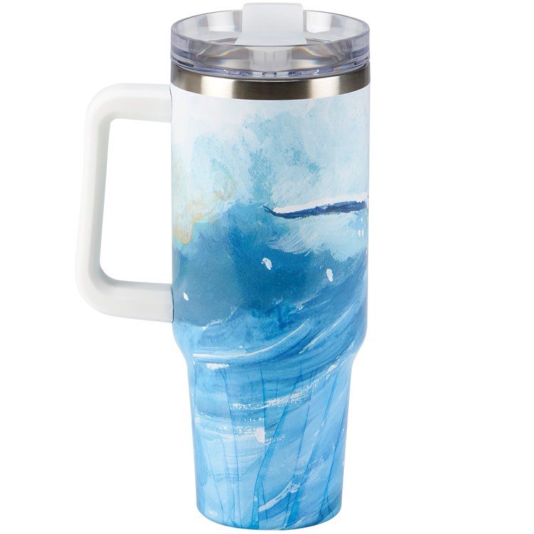 Ocean Wave Travel Mug - Stainless Steel, Plastic