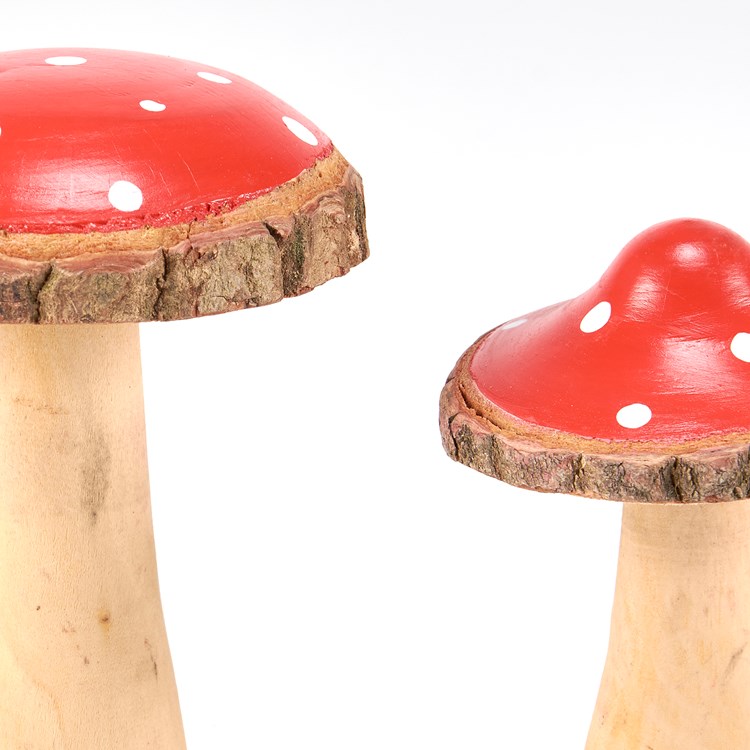 Red Mushrooms Sitter Set - Wood
