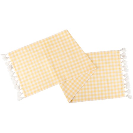 Yellow Gingham Table Runner - Cotton
