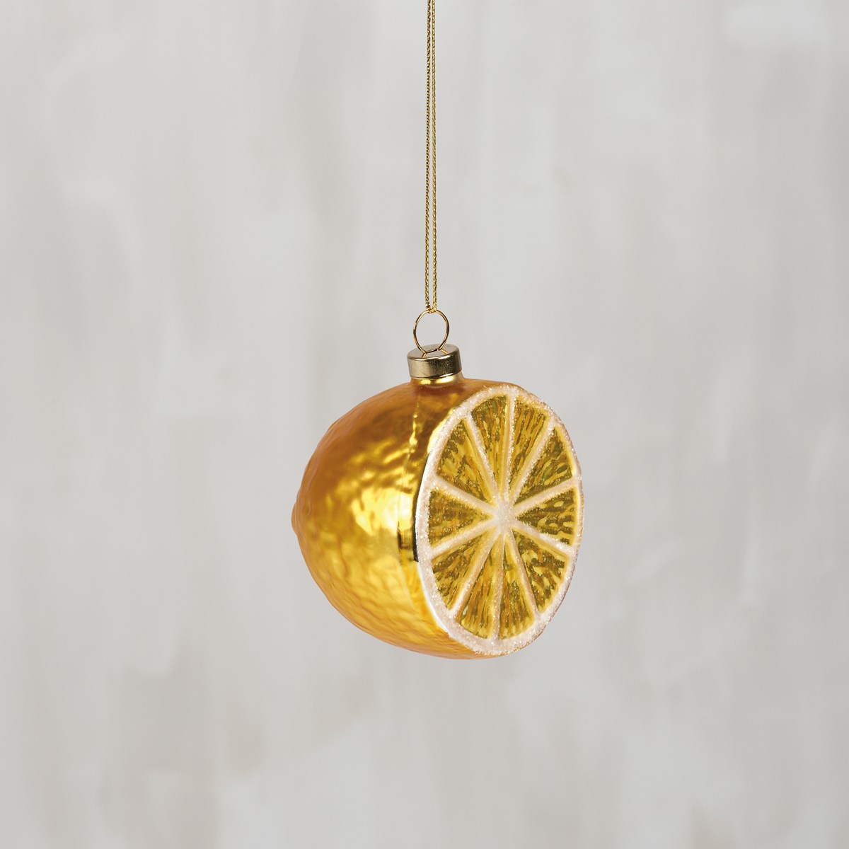 Lemon Half Glass Ornament - Glass, Metal, Glitter