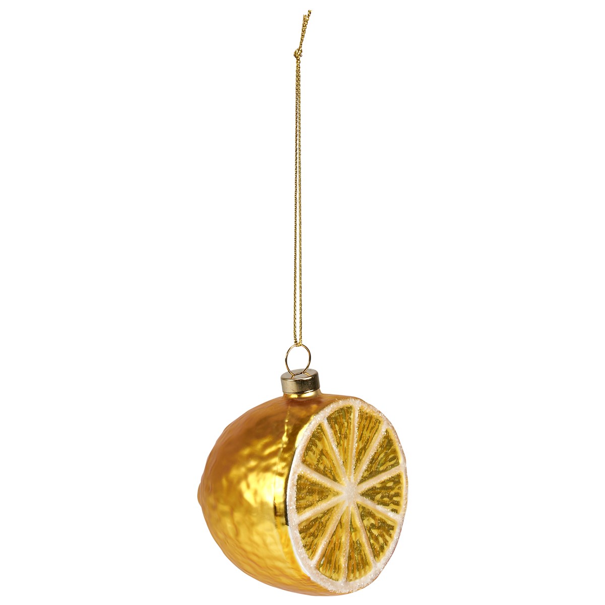 Lemon Half Glass Ornament - Glass, Metal, Glitter