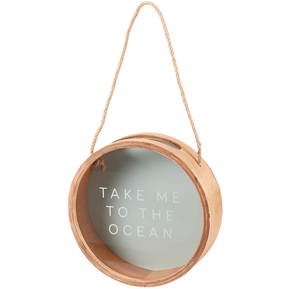 Take Me To The Ocean Shell Holder - Wood, Glass, Rope