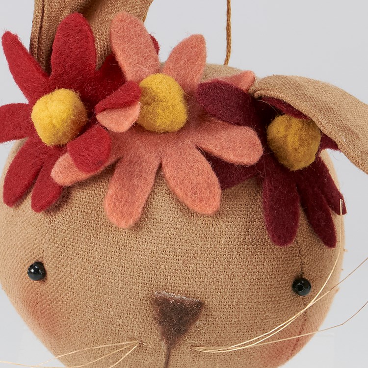 Flower Bunny Ornament - Cotton, Wire, Plastic, String