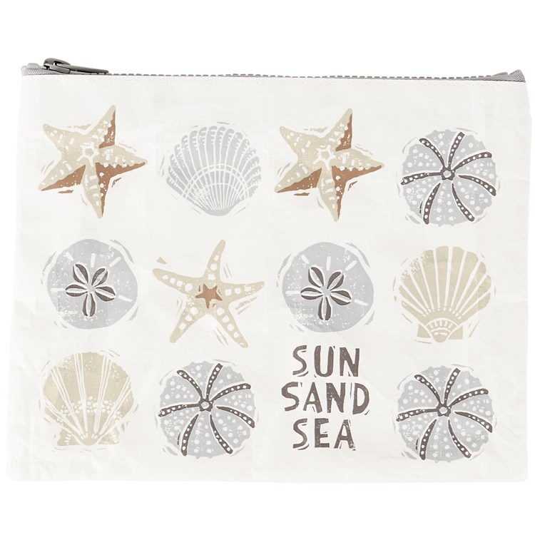 Sun Sand Sea Zipper Pouch - Post-Consumer Material, Plastic, Metal