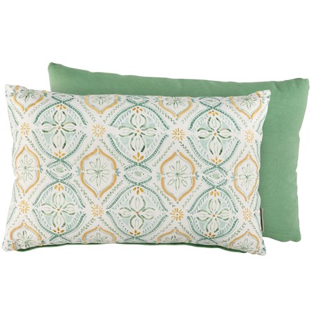Green Beaded Pillow - Cotton, Glass, Zipper