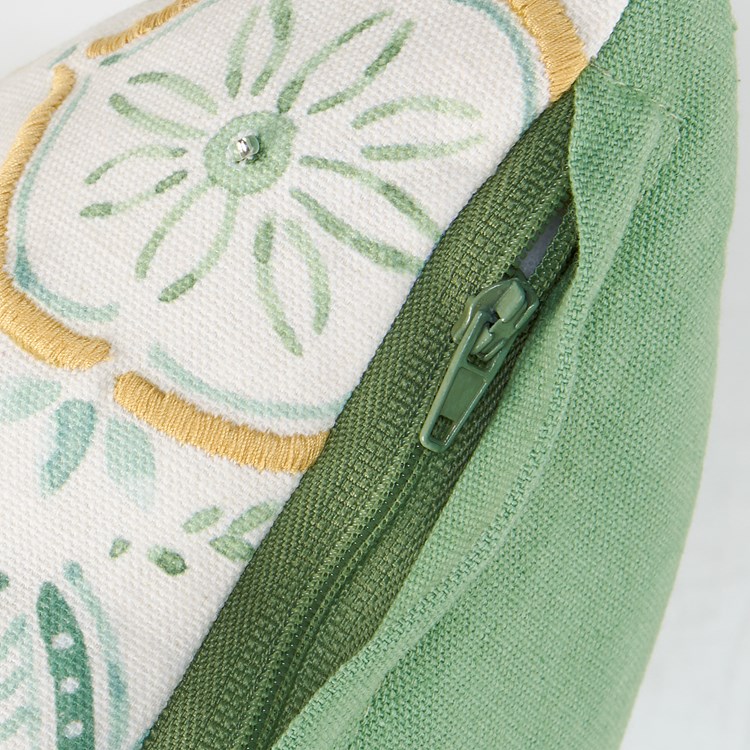 Green Beaded Pillow - Cotton, Glass, Zipper