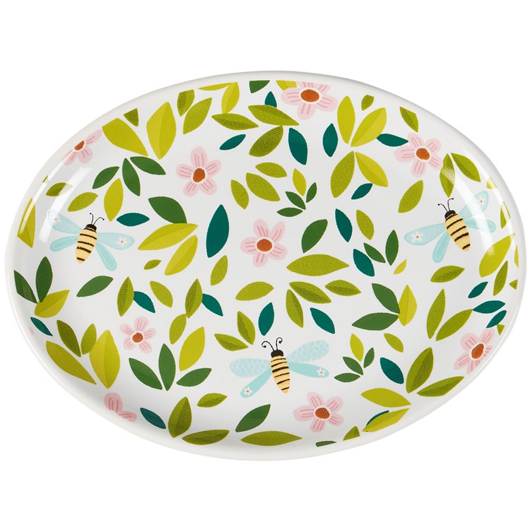Flowers And Bees Vanity Tray - Stoneware