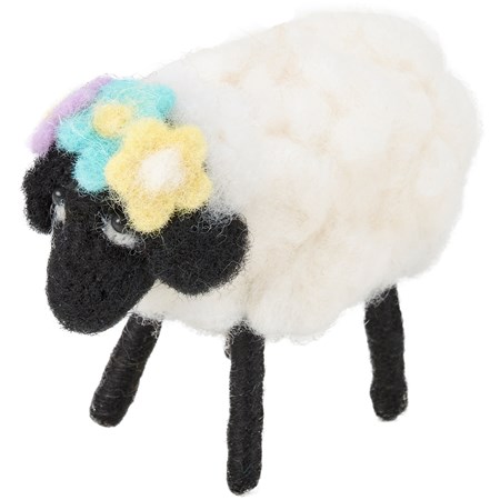 Floral Sheep Critter - Felt, Polyester, Plastic