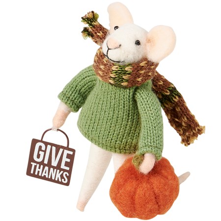 Give Thanks Mouse Critter - Felt, Polyester, Metal, Plastic