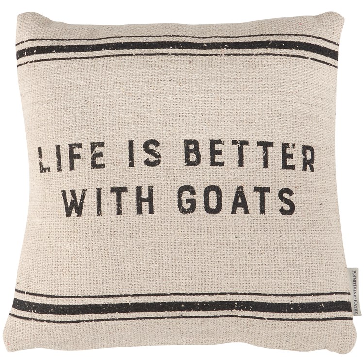 Better With Goats Pillow - Cotton, Zipper