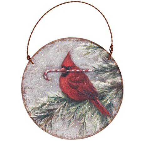 Winter Cardinal Ornament - Wood, Wire