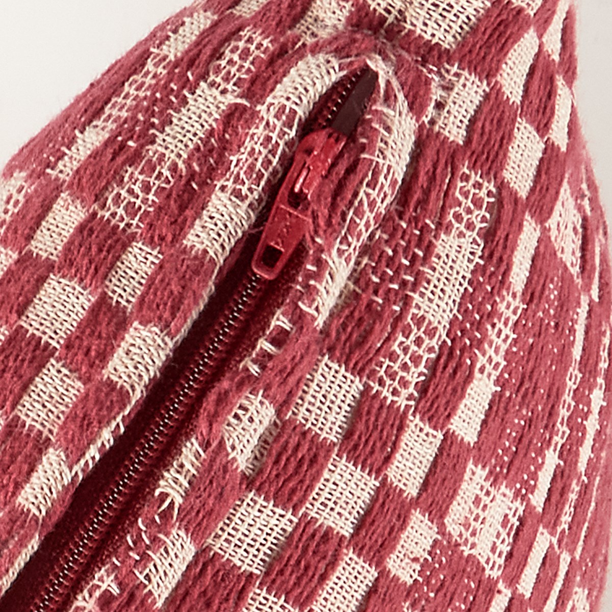 Red Checkered Pillow - Cotton, Zipper