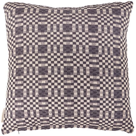 Navy Checkered Pillow - Cotton, Zipper