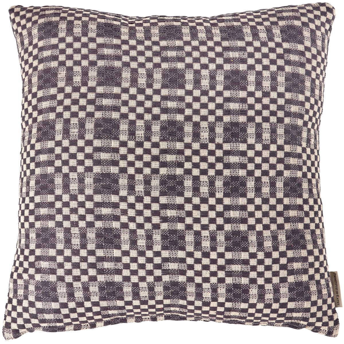 Navy Checkered Pillow - Cotton, Zipper