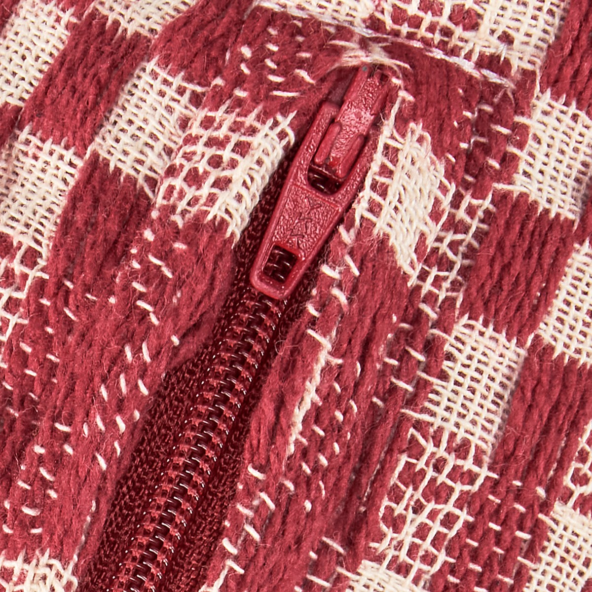 Red Check Pillow - Cotton, Zipper