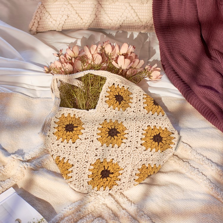 Crochet Sunflower Tote - Cotton