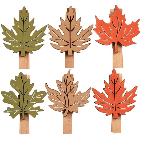 Fall Leaf Place Card Holder Set - Wood, Metal