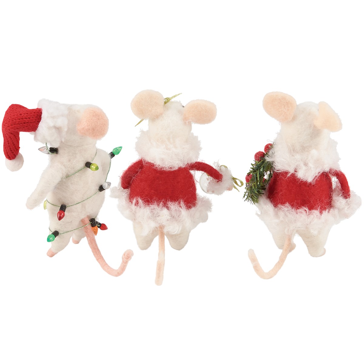 Claus Family Mice Critter Set - Felt, Polyester, Ribbon, Paper