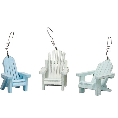 Beach Chair Ornament Set - Wood, Wire