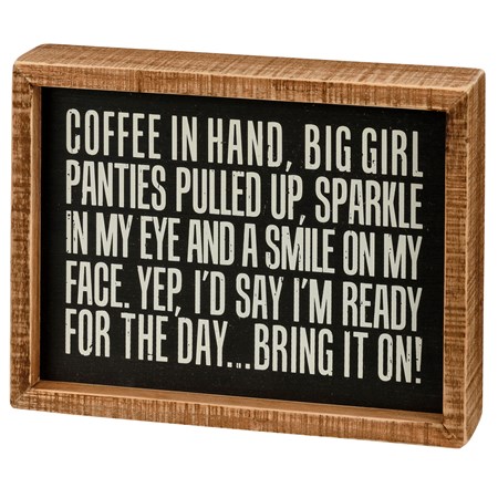Coffee In Hand Inset Box Sign - Wood