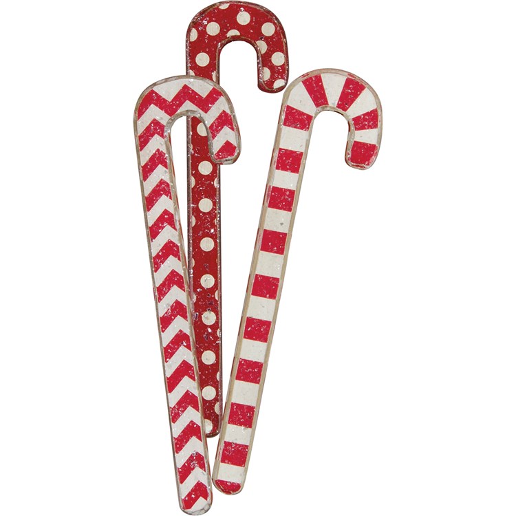 Red Candy Canes  - Wood, Mica