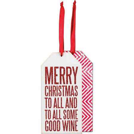 To Al Some Good Wine Bottle Tag - Wood, Ribbon, Glitter