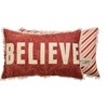 Believe Candy Striped Pillow - Canvas, Zipper