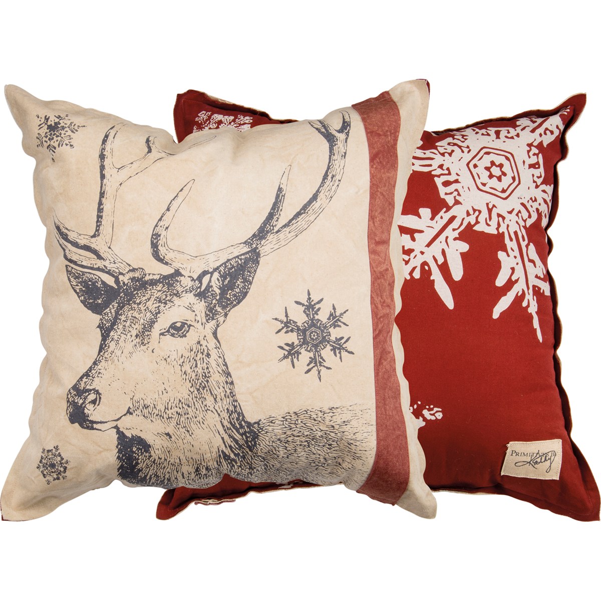 Snowflake Deer Pillow - Canvas, Zipper